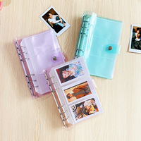 Album photo personnalisé avec couverture en PVC transparente, porte-cartes pailleté, 3 pouces, 6 anneaux, albums photo A5 à feuilles mobiles avec insertion de photos