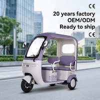 Tricycle électrique fermé neuf de fabrication chinoise avec demi-cabine, design violet mignon pour femme, idéal pour le transport d'enfants et les courses.