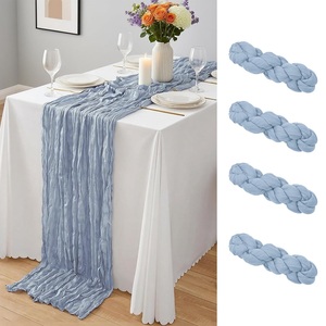 <span class=keywords><strong>Chemin</strong></span> <span class=keywords><strong>de</strong></span> <span class=keywords><strong>table</strong></span> bleu style ferme en <span class=keywords><strong>gaze</strong></span> unie, <span class=keywords><strong>chemin</strong></span> <span class=keywords><strong>de</strong></span> <span class=keywords><strong>table</strong></span> en <span class=keywords><strong>gaze</strong></span> <span class=keywords><strong>de</strong></span> coton personnalisé avec logo pour mariage et fête - Product Image 4