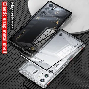 Elastic Snap Magnetic Metal Bumper Frame Case For ZTE Red Magic 9 8 Pro / 8s Pro+ Back Tempered Glass Camera Lens Cover