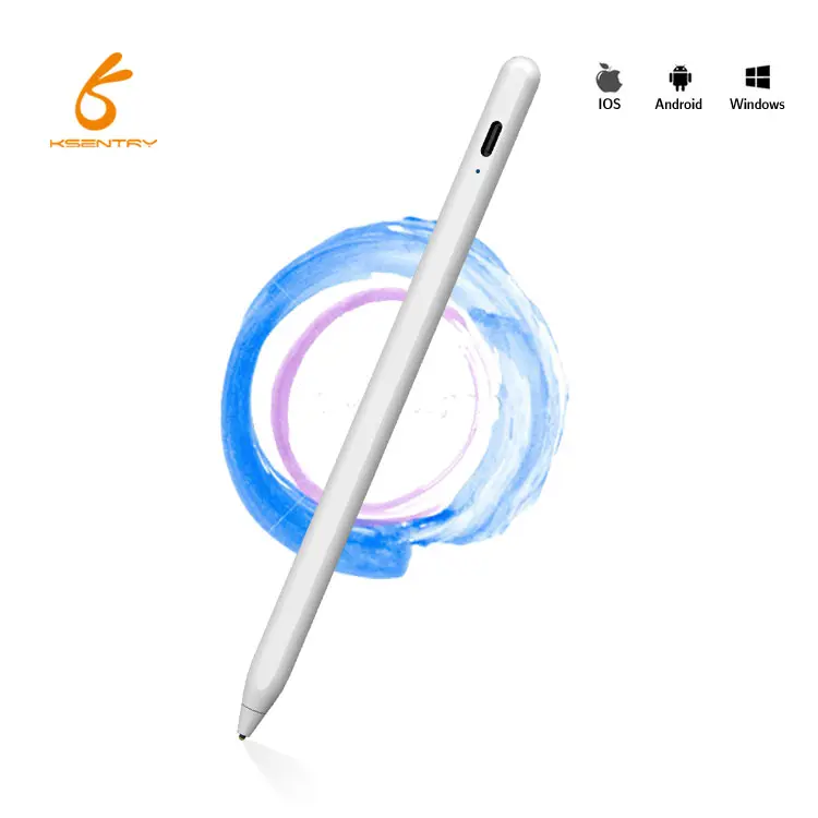 2 In 1 Aluminum Capacitive Active Universal Tablet Smart Pressure Touch Stylus Pen S Pen For Ipad Apple Iphone Android Samsung