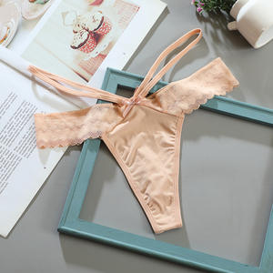 Tanga Erótica Sexy para Mujer al por Mayor, Mini Tanga de Doble Tira, Malla Transparente, Color Sólido, Hueca, con Lazo de Encaje - Product Image 6