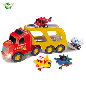 <span class=keywords><strong>Camion</strong></span> jouet d'ingénierie électrique <span class=keywords><strong>camion</strong></span> remorque à friction de grande taille avec lumière et son et 4 petites voitures à roues libres - Product Image 3
