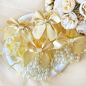 Petits sacs en <span class=keywords><strong>organza</strong></span> transparent avec nœud 11x16cm, sacs en maille romantiques pour bijoux, emballage de boucles d'oreilles, sachets pour mariage, fête de Noël - Product Image 4