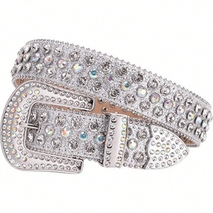 Nouvelle <span class=keywords><strong>ceinture</strong></span> en cuir de créateur <span class=keywords><strong>pour</strong></span> femmes, incrustée de cristaux de strass brillants, style punk hip-hop <span class=keywords><strong>pour</strong></span> robes et jeans de style western - Product Image 1