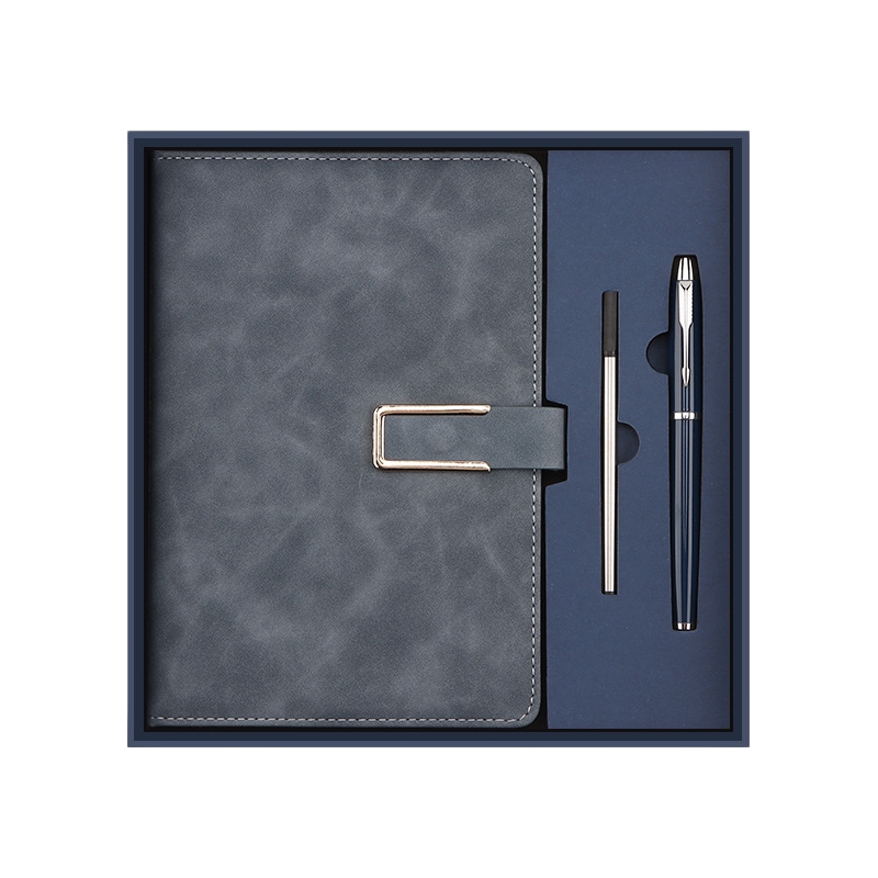 Coffret cadeau stylo gris bleu