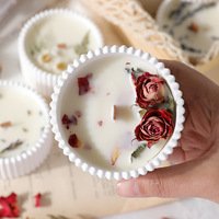 Große Natürliche Pflanzenwachs-Tassenförmige Duftkerze Getrocknete Blumen Kräuter Gipsgefäß Aromatherapie Wohndekor Geburtstags-/Hochzeitsgeschenke