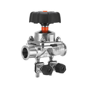 วาล์วไดอะแฟรมแบบมิเตอร์เกรดสุขภัณฑ์ 304 แบบหนีบติดตั้งเร็ว วาล์วควบคุมการเก็บตัวอย่างแบบปลอดเชื้อแบบคู่พร้อมไดอะแฟรมคู่ - Product Image 1