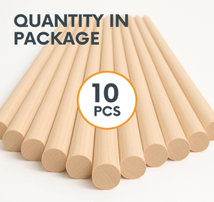 Lot <span class=keywords><strong>de</strong></span> 10 tiges en bois <span class=keywords><strong>de</strong></span> bouleau naturel, sans éclats, bâtonnets en bois vierges pour la peinture, la découpe, le perçage et les travaux manuels - Product Image 4