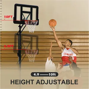 Panier de basket avec hauteur de 4.8 à 10 pieds réglable pour enfants/adultes, panier de basket extérieur