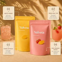 Op maat gemaakte voedselveilige PE-ananas-perzik-aardbei-citroen-mango-vriesgedroogde fruit-snoep-suiker verpakking staande pouch zakken