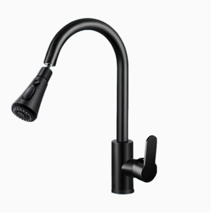 Grifo de Lavabo Monomando Negro Contemporáneo con Rociador Extraíble, Diseño Minimalista para Montaje en Cubierta - Product Image 3