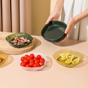 Disposable Square Snack Plates PP Plastic Transparent White Yellow Green Party Use - Product Image 1
