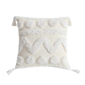 Housse de <span class=keywords><strong>coussin</strong></span> carrée de luxe moderne en coton brodé crème ivoire Innermor 2025 pour lit, bureau, maison, hôtel avec fermeture éclair - Product Image 3