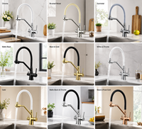 Robinet de cuisine et de salle de bain moderne à double poignée chromé - Rotation à 360°, flexible, à poser sur comptoir, avec noyau en laiton et cartouche en céramique