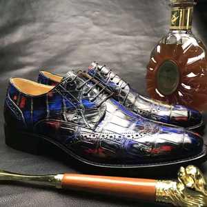 Chaussures multicolores pour hommes Chaussures habillées personnalisées en cuir véritable de crocodile et Oxfords Alligator classique Chaussures de soirée d'affaires pour hommes - Product Image 4
