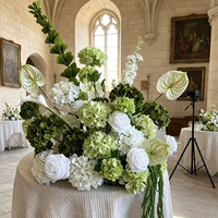 Novedad: Adornos para Salón de Bodas, Suministros Florales para Centro de Mesa de Fiesta de Cumpleaños, Flores de Seda Blancas y Verdes para Pasillo de Eventos de Boda