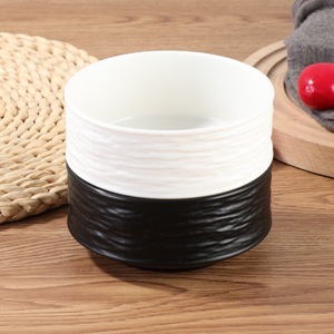 Bol à soupe en plastique, texture pierre, incassable, résistant à la chaleur, en PP épaissi, noir et blanc, bol droit pour la maison, les restaurants et les hôtels - Product Image 2