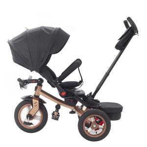 Tricycle pour bébé, enfant, tout-petit, avec pneus à air/sans chambre à air, roue <span class=keywords><strong>avant</strong></span> 12'', roue arrière 10'', barre de poussée réglable, cadre en plastique, musique, grand modèle - Product Image 2