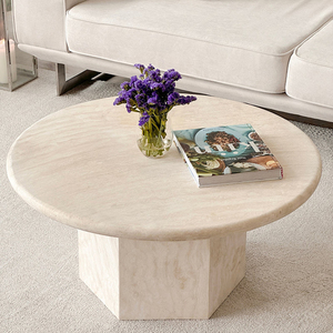 Italian Minimalist Marble <strong>Low</strong> <strong>Table</strong> Household Circular Coffee <strong>Table</strong> - Product Image 1