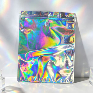Pochette zippée à trois côtés avec hologramme personnalisé, emballage en feuille laser arc-en-ciel pour bijoux, cosmétiques, petits cadeaux - Product Image 4