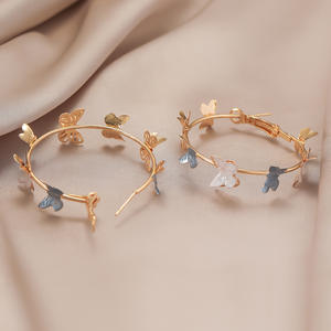 Pendientes de aro con forma de mariposa rosa y blanca, pendientes de aro grandes geométricos dorados con lazo para mujer, joyería para fiesta de vacaciones de verano, regalo - Product Image 4