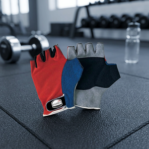 Guantes de gimnasio Saibro de medio dedo para levantamiento de pesas, fitness, ejercicio, entrenamiento, unisex, de tela, rojo, azul, gris - Product Image 3