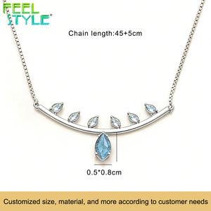 Collar con Colgante de Hoja y Rama con Gema de Circonita Cúbica de Corte Marquesa Totalmente Personalizado para Mujer, Cadena de Acero Inoxidable 316 con Baño de <span class=keywords><strong>Oro</strong></span> Grueso PVD - Product Image 6