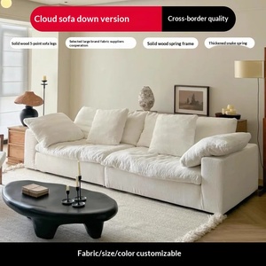 Divano Cloud Monoposto Best-Seller, Stile Minimalista Accogliente in Tessuto Cotone-Lino Color Crema, Completamente Sfoderabile e Lavabile per Soggiorno - Product Image 6