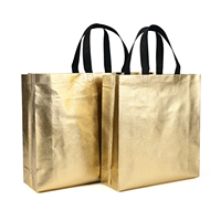 Borsa Regalo Premium Ecologica in Tessuto Non Tessuto Dorato Lucido con Effetto Laser, Grande Borsa Riutilizzabile Laminata per lo Shopping