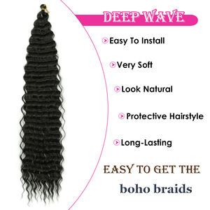Capelli Sintetici Ondulati Profondi da 30 Pollici, Estensioni per Trecce Yaki Ombre, Fibra Resistente alle Alte Temperature per Donne - Product Image 3