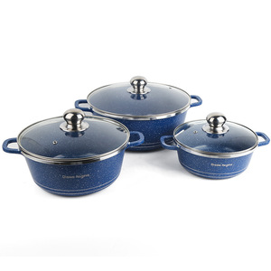6 Piece American Style Granite Coating Cookware Set Aluminum <b>Soup</b> <b>Pot</b> Glass Lid Non Stick Multi-Layer Coating for Gas Induction - Product Image 2