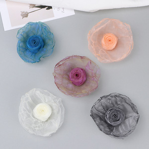 Organza Rose Flower Hair <b>Accessories</b> <b>Wedding</b> Bridal Headpiece Cloth Handmade Decor For Dress Shoes Bags - Product Image 2