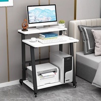 Bureau d'ordinateur mobile en métal pour petit appartement avec roulettes, plateau réglable – Idéal pour l'étude, l'écriture, le gaming, l'e-sport et le bureau