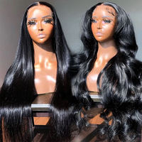 Perruque en cheveux humains lisses naturels en gros, perruque frontale en dentelle HD 13x4 avec nœuds blanchis, perruque brésilienne en cheveux humains pour femmes noires