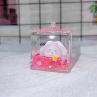 Mini Ours de Dessin Animé 3D Flottant Personnalisé sur Bubble Boba Porte-clés en Acrylique Mignon de Luxe en Mousse Kawaii pour Huile Liquide, Thé au Lait