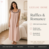 Robe de nuit longue en coton délavé style 2026, sexy, dos nu, à lacets, pour la détente à la maison (vente en gros)