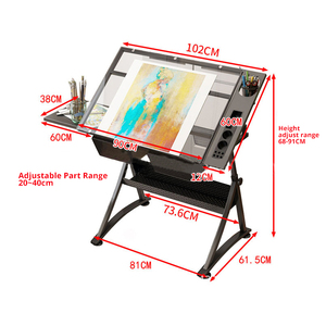 Unique Design Factory Direct Sale A1glass Desktop <strong>Adjustable</strong> Glass Surface Architecture <strong>Drafting</strong> Drawing <strong>Table</strong> Art Desk - Product Image 4