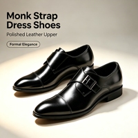 Herren Echtleder Monkstrap Anzugschuhe Eckige Spitze Formelle Business-Schuhe Rutschfeste Büro- und Hochzeitsschuhe