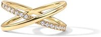 Bague X en or 14K | Bague croisée CZ en diamant simulé pour femme