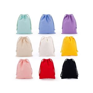 Reusable Custom Logo Recycled Gift <b>Canvas</b> Cotton Double String Pouch Muslin <b>Canvas</b> <b>Drawstring</b> <b>Bag</b> With Custom Logo - Product Image 1