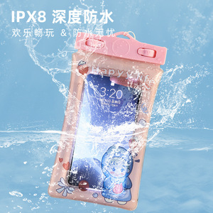 Happy Life Waterproof Phone Case Transparent <b>Cute</b> Cartoon PVC Sealed Bag For Swimming Water Sports With Detachable Strap - Product Image 2