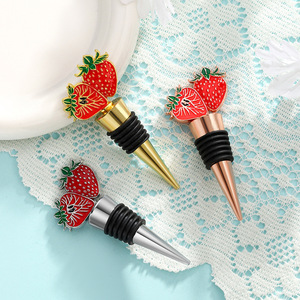 Strawberry <b>Wine</b> Bottle Stopper Gold Silver Rose Gold Zinc Alloy Sealing For <b>Wine</b> Preservation And Party Gifts - Product Image 2
