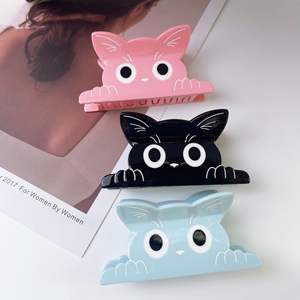 Nouvelles grandes pinces à cheveux en acétate de 10 cm pour femmes et filles, motif <span class=keywords><strong>chat</strong></span> et requin de dessin animé, style coréen, vente en gros - Product Image 3