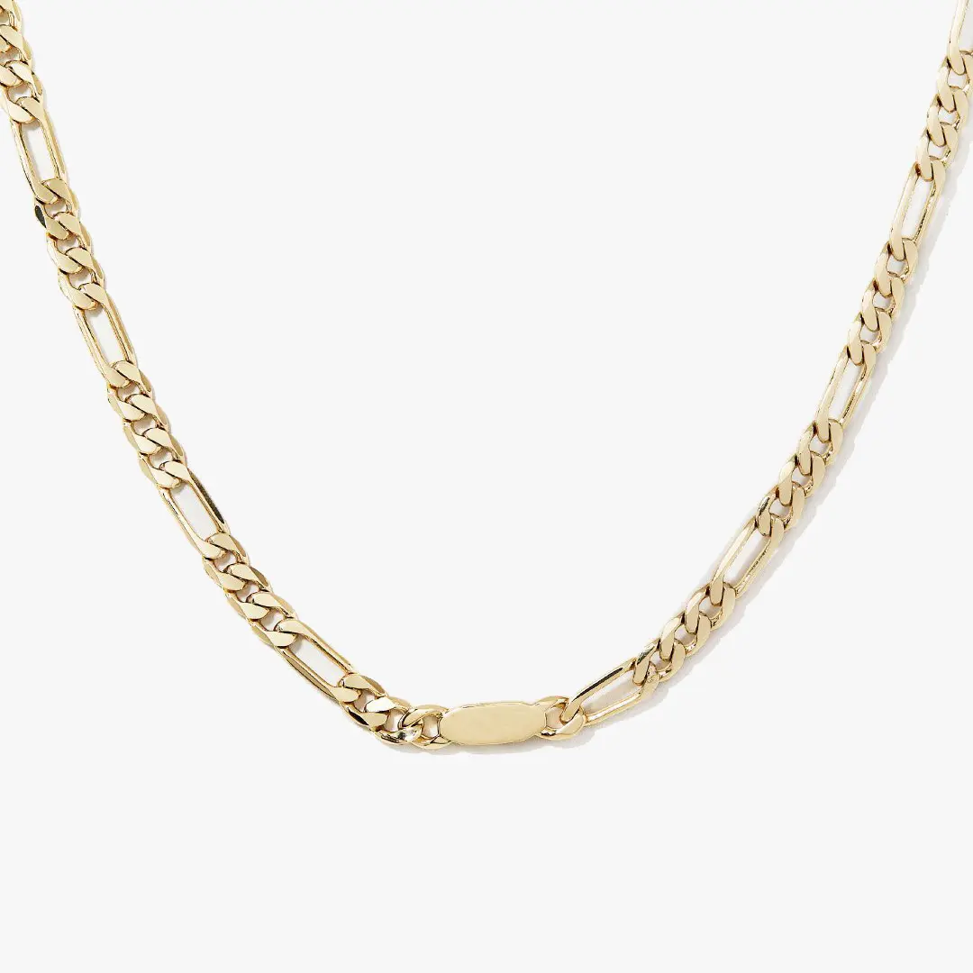 Figaro Curb Chain 18K Gold Plated Stainless Steel Necklace Bijoux For Women