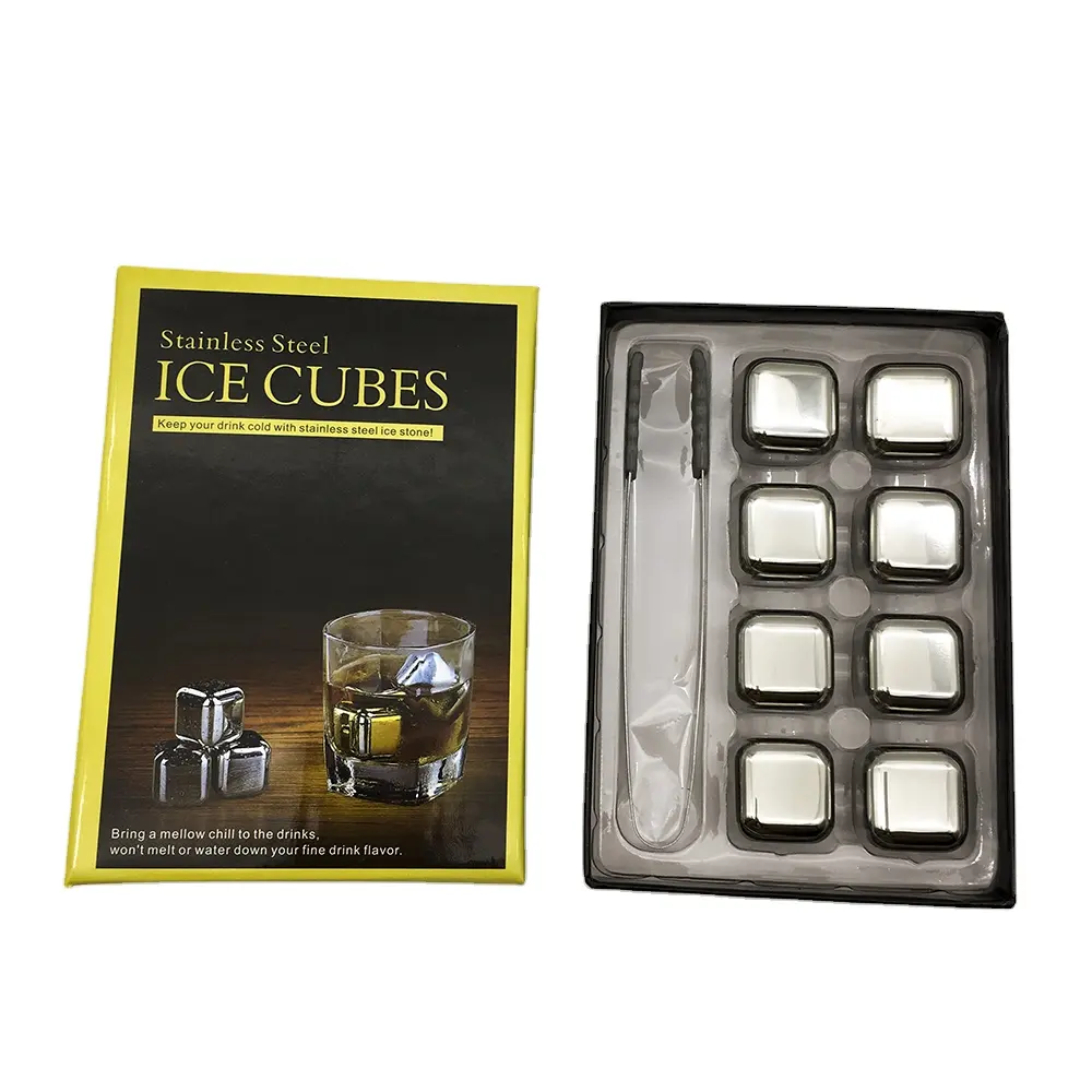 Whiskey Stones Gift Set thép không gỉ tái sử dụng ICE CUBE cho Whisky với Ice tong