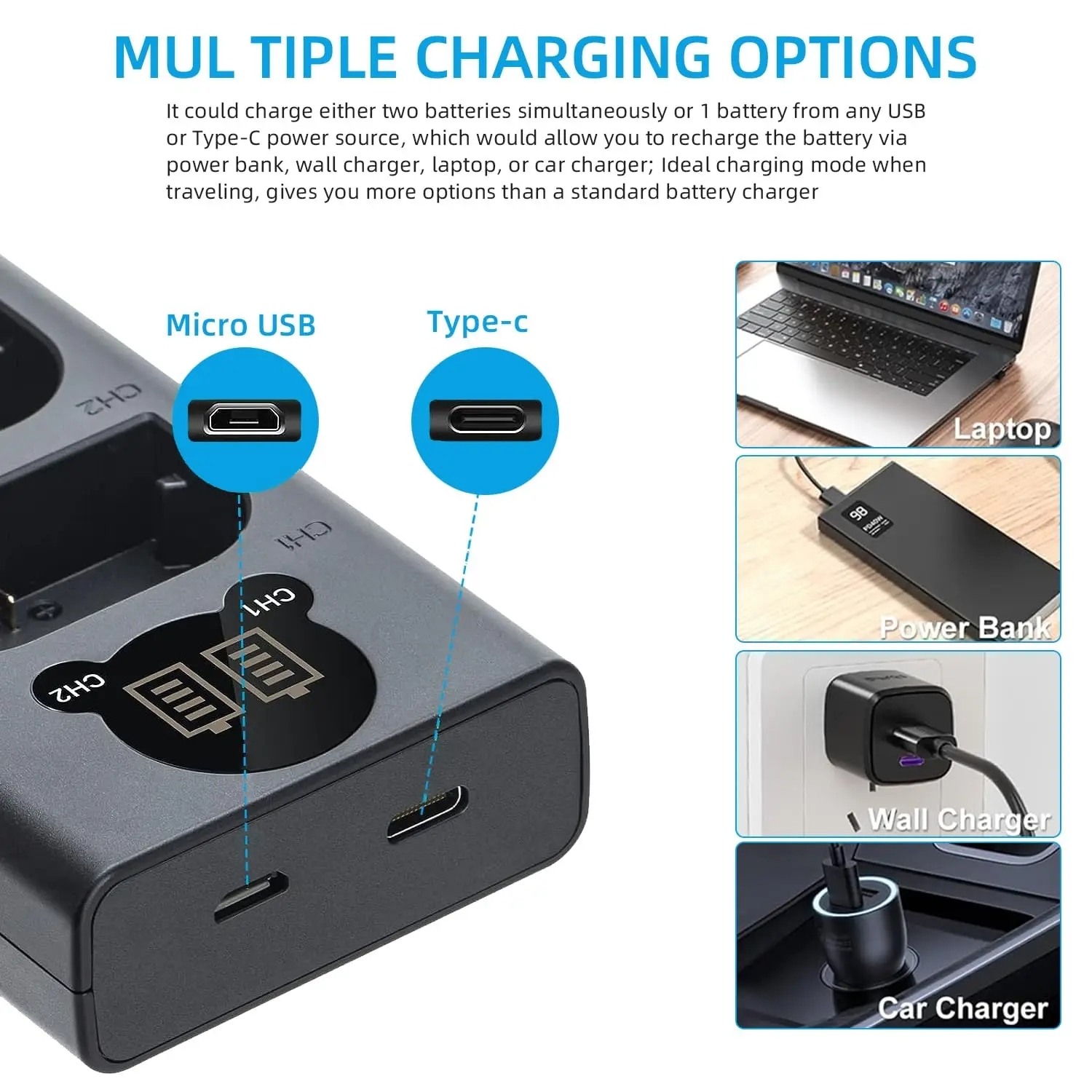 Chargeur Batterie Ou USB LP-E6/LP-E6N Pour Canon EOS - 1800mAh - Neuf Générique 1 An Garantie
