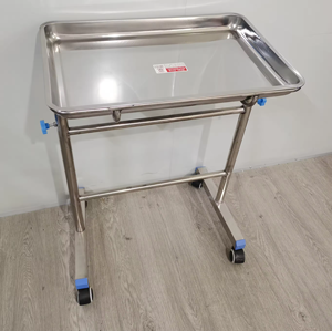 Table de support de plateau d'allaitement à roulettes en acier inoxydable à hauteur réglable et design moderne pour les cliniques hospitalières - Product Image 6