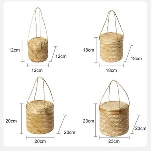 Handmade Round <b>Bamboo</b> <b>Basket</b> With Lid 12cm 18cm 20cm 23cm Size Food Storage Gift Container - Product Image 1