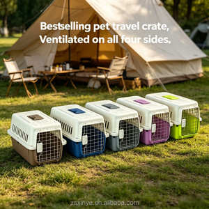 Eco-Friendly Plastic <b>Cat</b> Dog Flight Carrier Case Classic Style Large Capacity Sustainable Transport Box Pet Carriers - Product Image 5